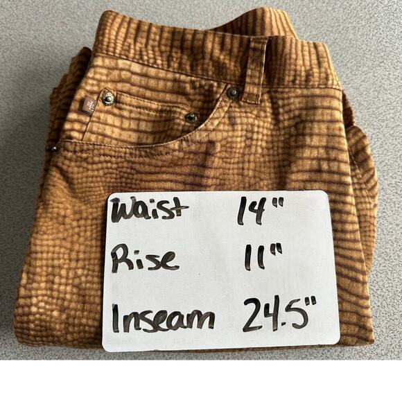 Lauren Ralph Lauren Sz 8 Snakeskin Crop Stretch Jeans Straight Leg Animal Print‎ - Picture 6 of 10